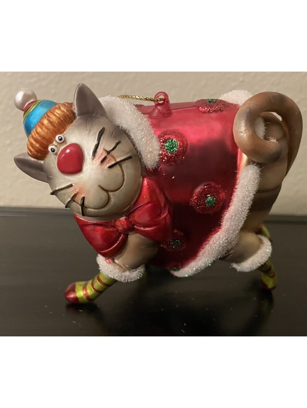 Raz Imports Blown Glass Cat Christmas Ornament NWT